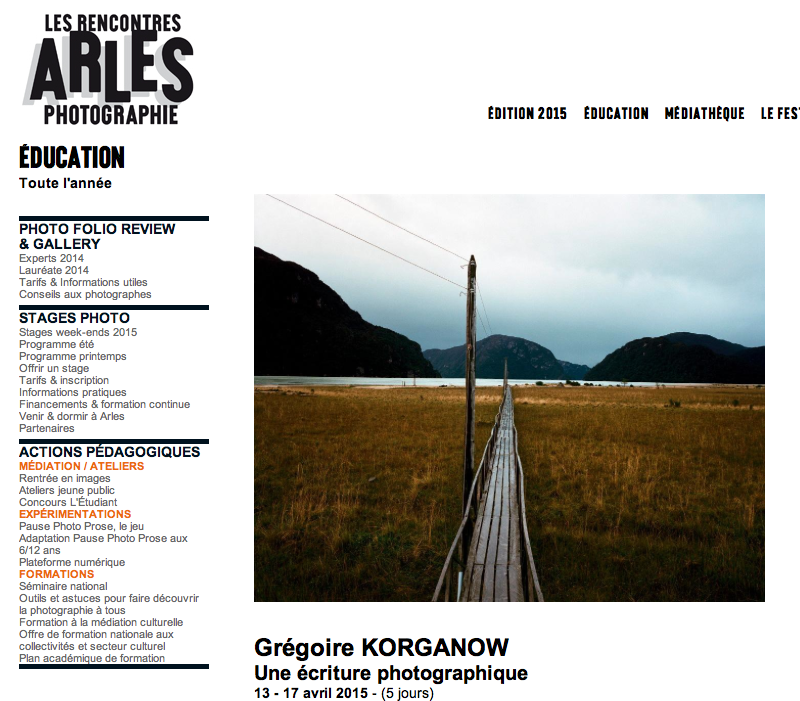 ATELIER de Gr&eacute;goire Korganow aux Rencontres d'Arles